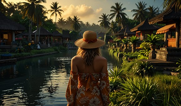 Travelers enjoying Balinese culture