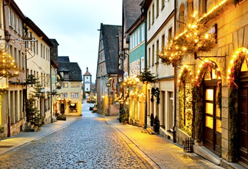 Romantic Road scenery with medieval town