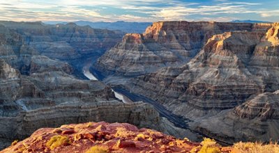 Grand Canyon layered cliffs and Colorado River